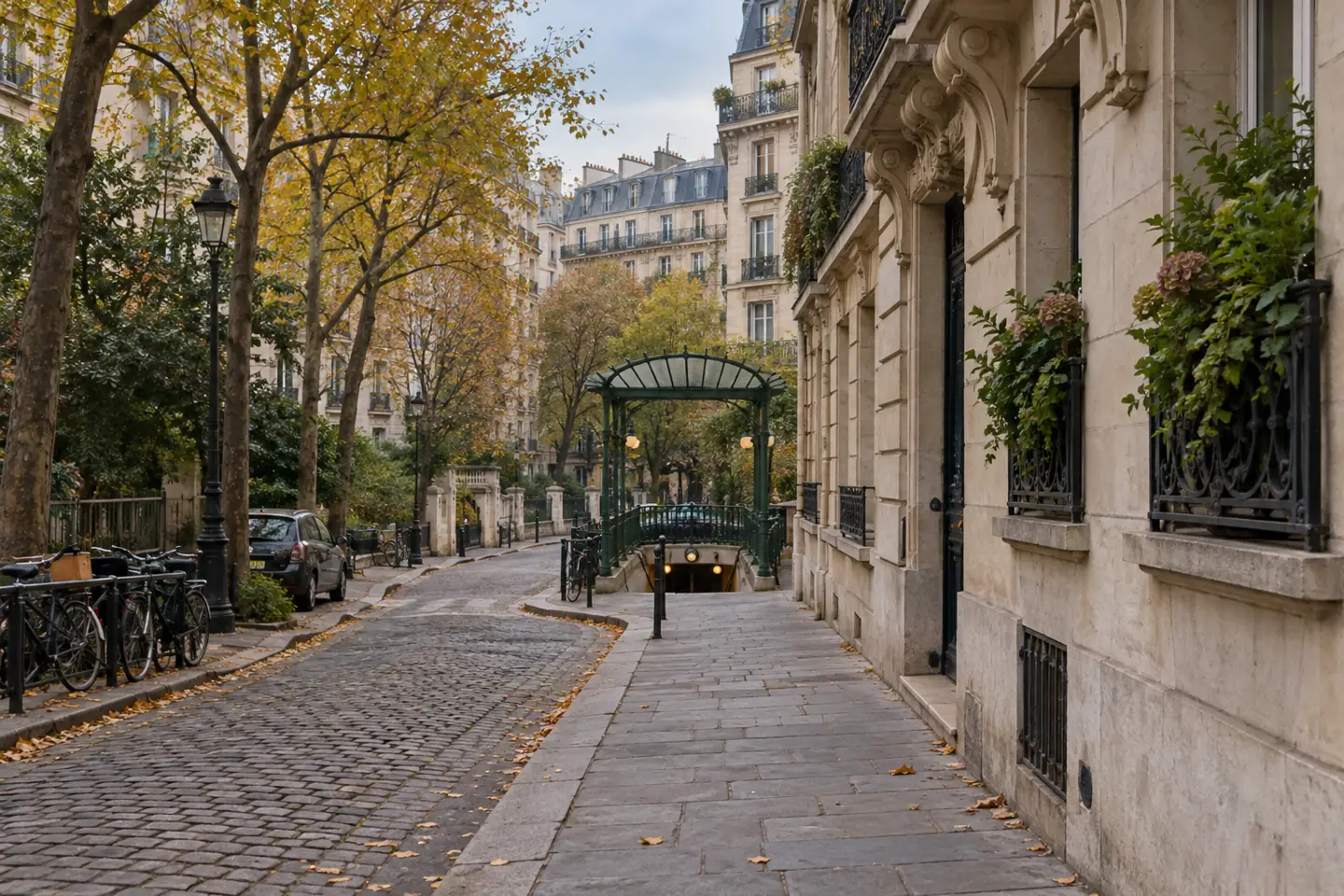 AI-generated Paris street scene, used as destination ambience